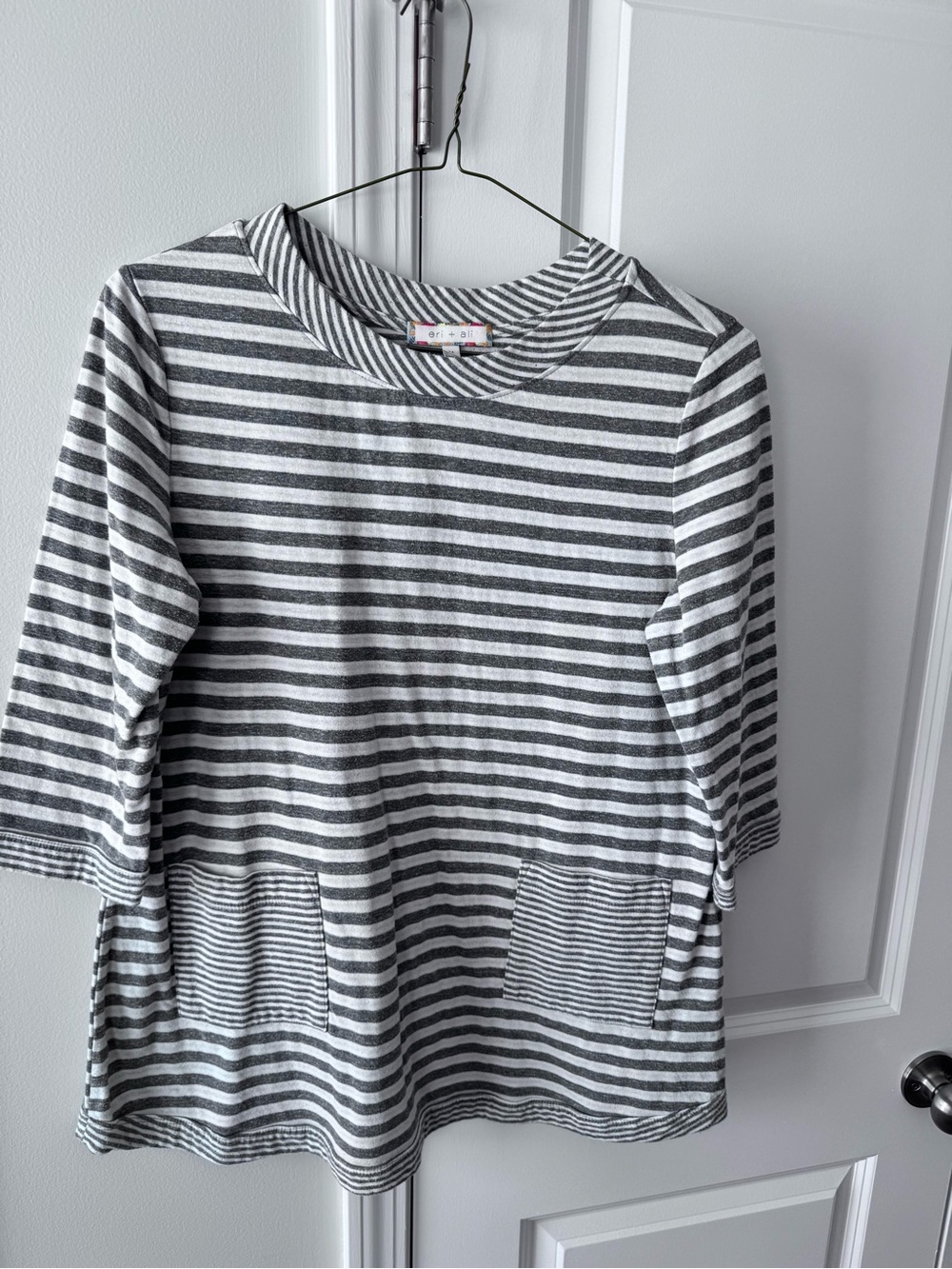 Anthropologie Ari & Ali Gray & White Stripe Pocket Tunic